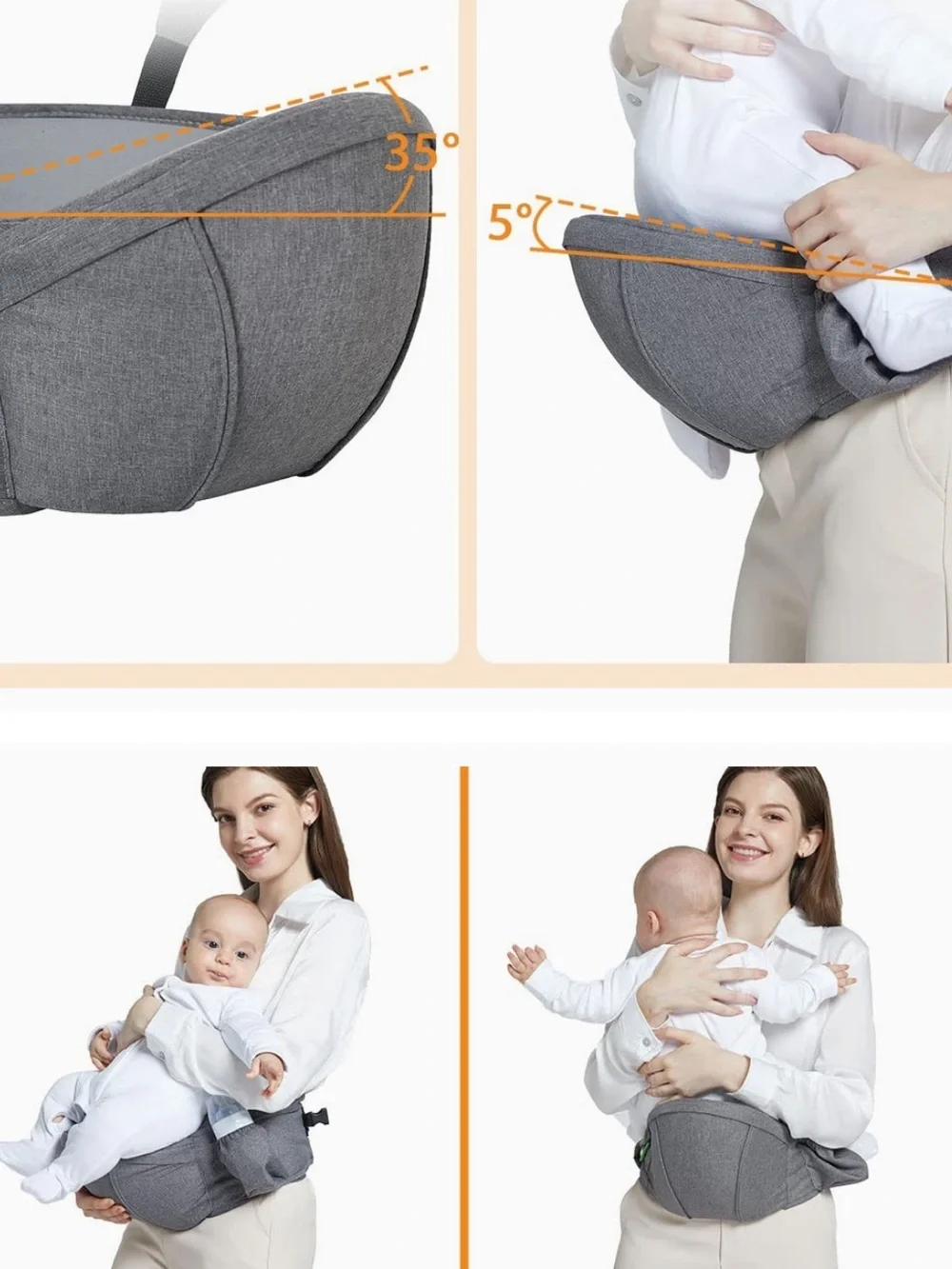CHICCO Baby Hip Seat Carrier Chair – Grey